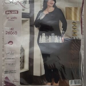 Navy Blue Plus Cat Print Lounge Set